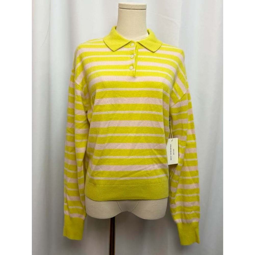 Guest in Residence Women Collegiate Stripe Polo Cashmere Sweater SMALL NWT - Picture 5 of 9